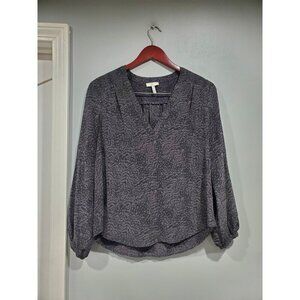 Joie Women's 100% Silk Black Gray Geo Print Blouse Top Shirt Long Sleeve XS